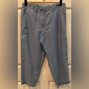 Tommy Bahama Sea Glass 100% Linen Cropped Pants Women’s Size 8